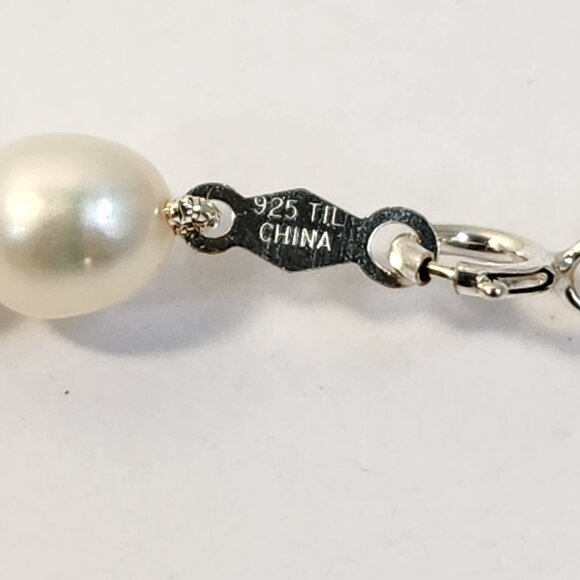 VTG NIB 925 Freshwater Pearl & Pave style Heart Necklace 18" - Picture 3 of 12